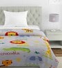 White Animal Theme Cotton 210 Reversible Single Bed Comforter