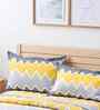 Yellow and Grey Cotton Abstract 28x18 inches Pillow Cover Set of 2