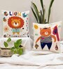 Multicolor Cotton Animal 24x24 inches Cushion Covers (Pack of 2)