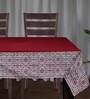 Jose (52x84) Maroon & White Cotton Blend Table Cloth