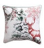 Multicolor Floral & Deer Cotton Blend 16 x 16 Inches Cushion Cover