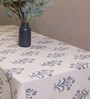 Block (82x82) White & Blue Cotton Table Cloth