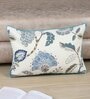 Blue and White Cotton Floral 18x12 inches Cushion Cover (1Pc)
