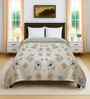 Beige Cotton Floral 300 GSM Double Bed Reversible Comforter