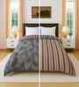 Grey Cotton Floral 300 GSM Double Bed Reversible Comforter