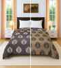 Brown Cotton Floral 300 GSM Double Bed Reversible Comforter