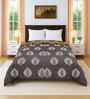 Brown Cotton Floral 300 GSM Double Bed Reversible Comforter
