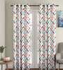 Multicolor Geometric Cotton 9 Ft Semisheer Eyelet Door Curtain