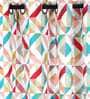 Multicolor Cotton Geometric 9 Ft Semisheer Eyelet 2 Door Curtains