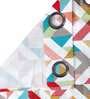 Multicolor Cotton Geometric 9 Ft Semisheer Eyelet 2 Door Curtains