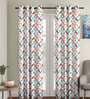 Multicolor Cotton Geometric 9 Ft Semisheer Eyelet 2 Door Curtains
