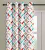 Multicolor Cotton Geometric 9 Ft Semisheer Eyelet 2 Door Curtains