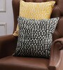 Yellow & Black Geometric Cotton 18 x 18 Inches Cushion Covers (Set of 2)