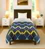 Blue Cotton Geometric 300 GSM Single Bed Reversible Comforter