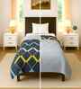 Blue Cotton Geometric 300 GSM Single Bed Reversible Comforter