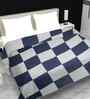 Blue Cotton Geometric 380 GSM Double Bed Reversible Dohar