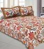 Red Floral 300 TC Cotton 1 Double Bedsheet with 2 Pillow Covers