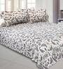 Grey Floral 300 TC Cotton 1 Double Bedsheet with 2 Pillow Covers