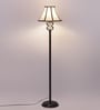 Multicolor Cotton Shade Floor Lamp with Black Base