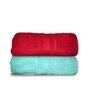 Sea Green & Red Cotton Solid 500 GSM Bath Towels (Set of 2)