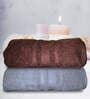 Grey & Brown Cotton Solid 500 GSM Bath Towels (Set of 2)