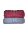Grey & Maroon Cotton Solid 500 GSM Bath Towels (Set of 2)