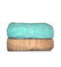 Beige & Sea Green Cotton Solid 500 GSM Bath Towels (Set of 2)