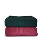 Maroon & Sea Green Cotton Solid 500 GSM Bath Towels (Set of 2)