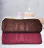 Maroon & Brown Cotton Solid 500 GSM Bath Towels (Set of 2)