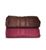 Maroon & Brown Cotton Solid 500 GSM Bath Towels (Set of 2)