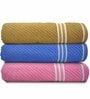 Multicolor Cotton Solid 500 GSM Bath Towels (Pack of 3)