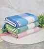 Multicolor Cotton Striped 225 GSM Bath Towels Pack of 3