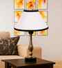 Multicolor Cotton Table Lamp With  Metal & Wood  Base 10X15 Inches