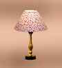 Multicolor Cotton Table Lamp With  Metal & Wood  Base 10X15 Inches