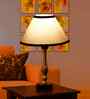 Multicolor Cotton Table Lamp With  Metal & Wood  Base 10X15 Inches