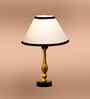 Multicolor Cotton Table Lamp With  Metal & Wood  Base 10X15 Inches