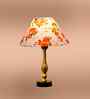 Multicolor Cotton Table Lamp With  Metal & Wood  Base 10X15 Inches