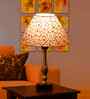 Multicolor Cotton Table Lamp With  Metal & Wood  Base 10X15 Inches