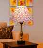 Multicolor Cotton Table Lamp With  Metal & Wood  Base 10X15 Inches