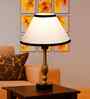 Multicolor Cotton Table Lamp With  Metal & Wood  Base 10X15 Inches