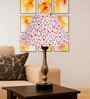 Multicolor Cotton Table Lamp With  Metal & Wood  Base 10X15 Inches