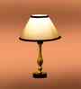 Multicolor Cotton Table Lamp With  Metal & Wood  Base 10X15 Inches