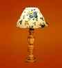 Multicolor Cotton Table Lamp With  Wood  Base 10X19 Inches
