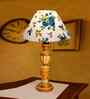 Multicolor Cotton Table Lamp With  Wood  Base 10X19 Inches
