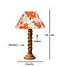 Multicolor Cotton Table Lamp With  Wood  Base 10X19 Inches