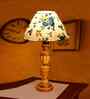 Multicolor Cotton Table Lamp With  Wood  Base 10X19 Inches