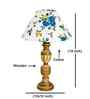 Multicolor Cotton Table Lamp With  Wood  Base 10X19 Inches