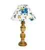 Multicolor Cotton Table Lamp With  Wood  Base 10X19 Inches