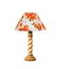 Multicolor Cotton Table Lamp With  Wood  Base 10X19 Inches