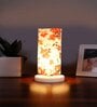 Multicolor Cotton table lamp with White wood base -16